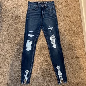Dark Wash Distressed Denim Jeans